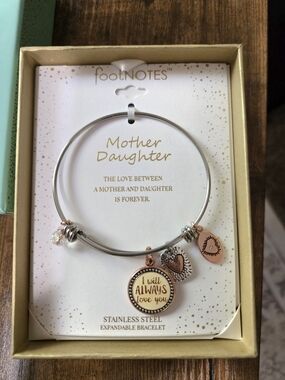 FootNOTES Mother Daughter Expandable Bracelet - Silver & Rose Gold